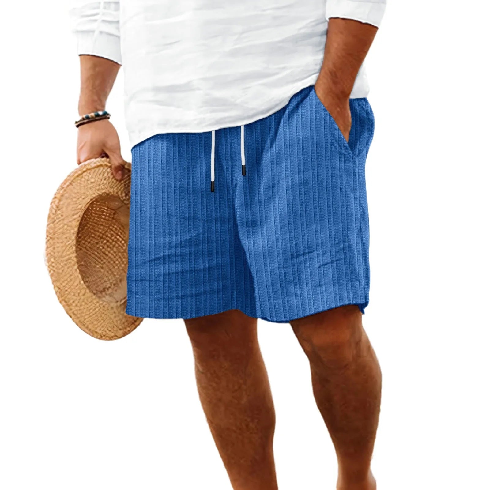 Summer Casual Striped Multi-Pocket Lightweight Shorts