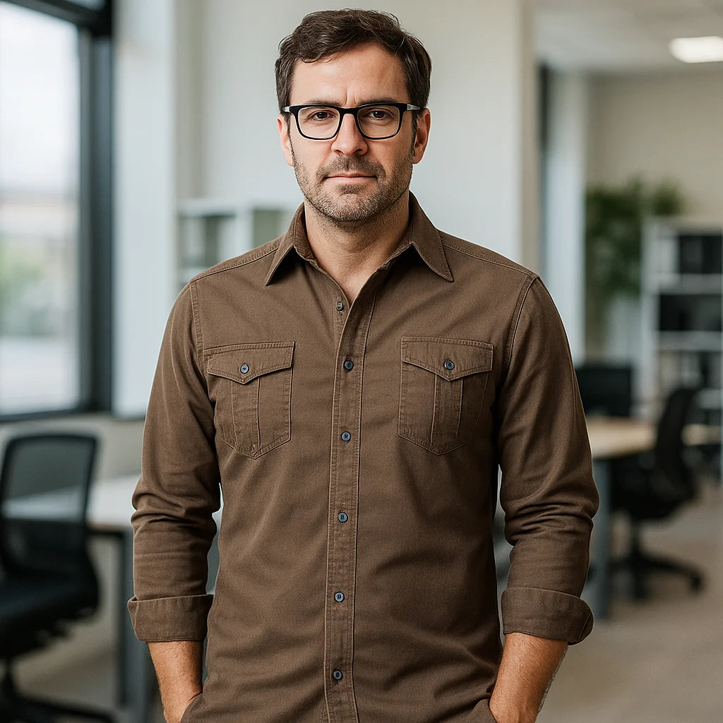 Men's Business  Long Sleeve Cotton Pocket Shirt