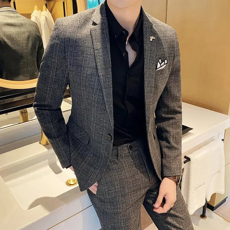 Men Slim Fit Business Suit 2 Piece Boutique Formal Suit
