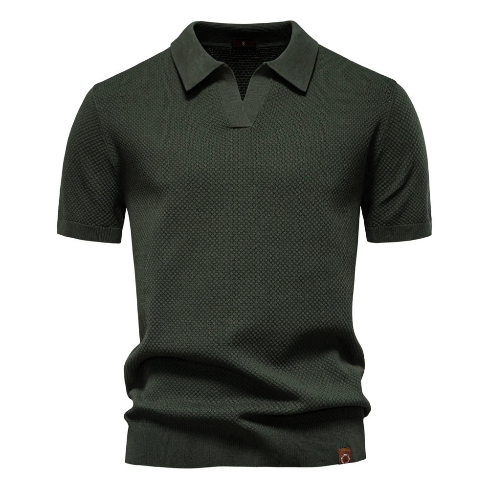 Breathable Solid Color Summer Casual Collared T-Shirt