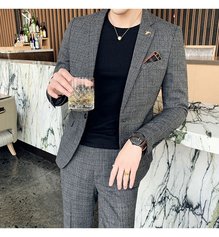 Men Slim Fit Business Suit 2 Piece Boutique Formal Suit
