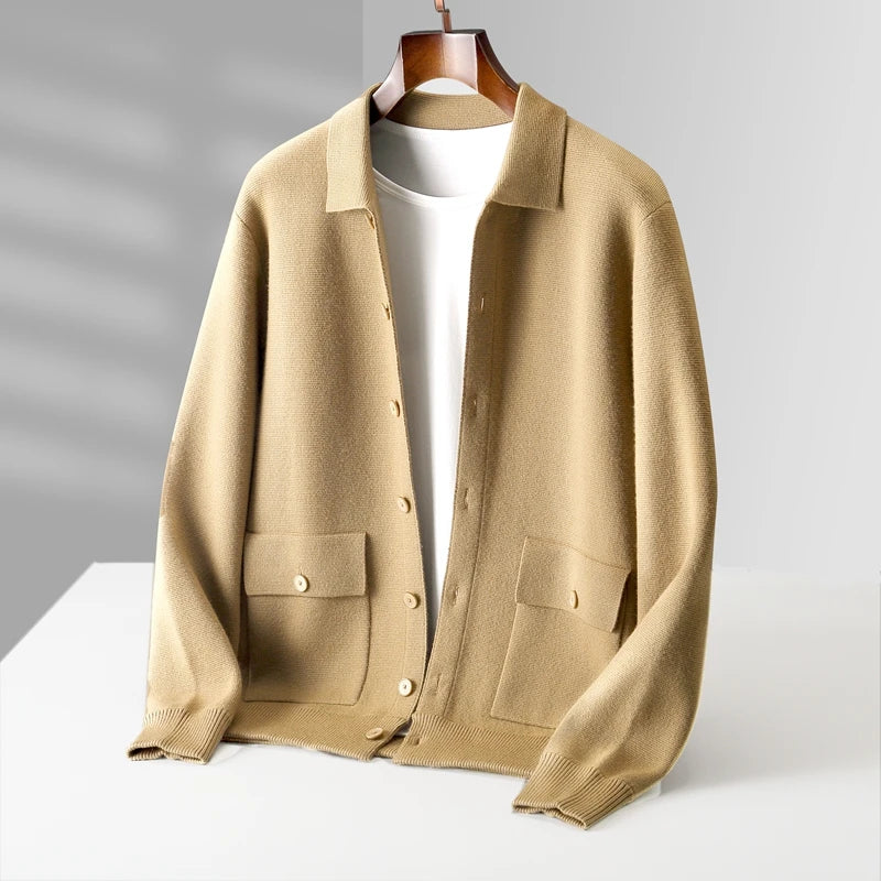 Men’s Collar Wool Cardigan Jacket