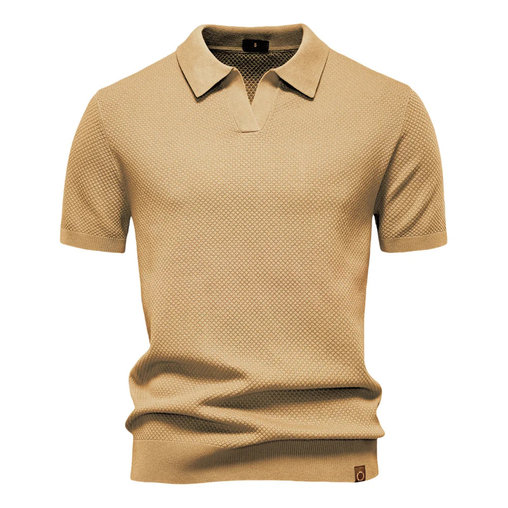 Breathable Solid Color Summer Casual Collared T-Shirt