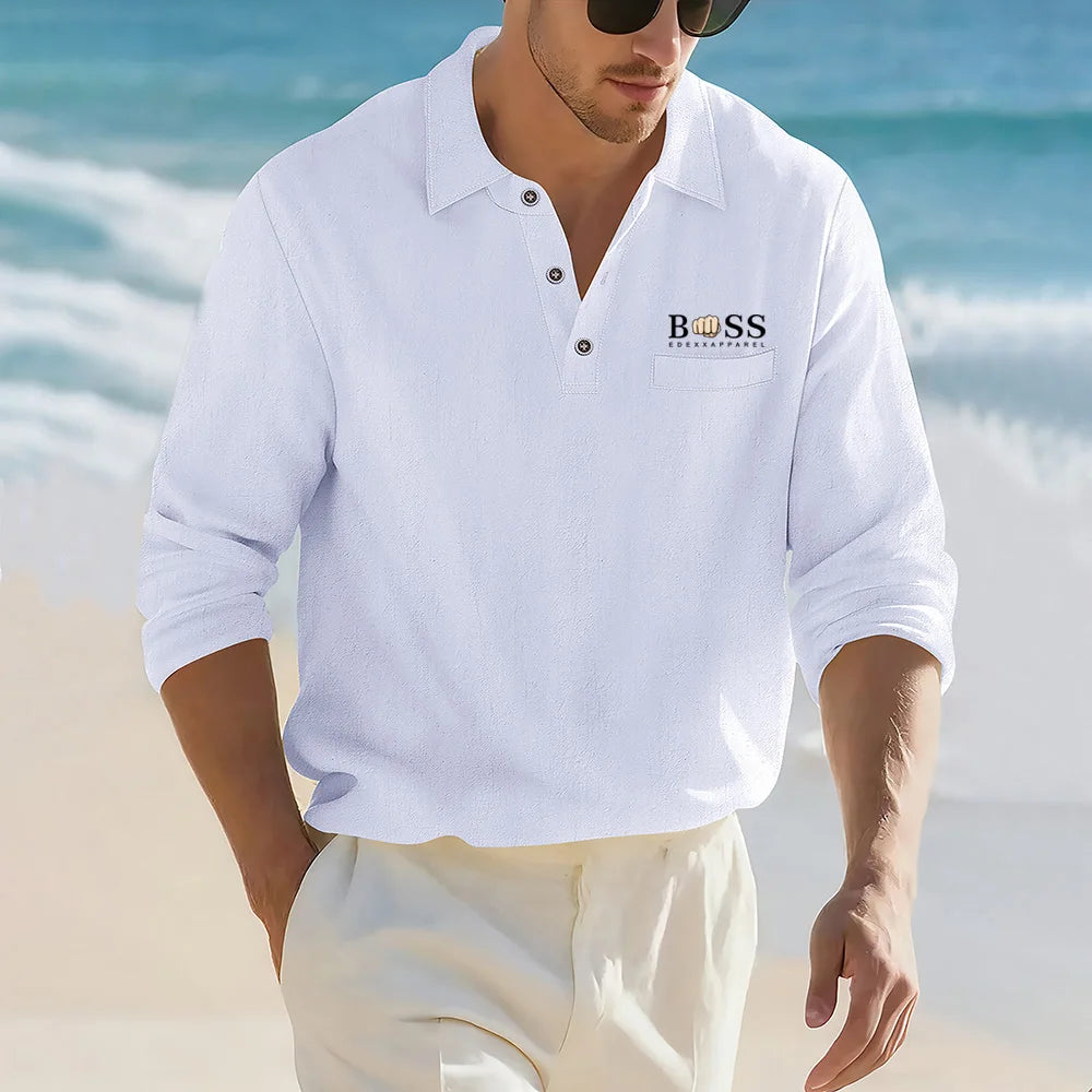 Men’s Casual Linen Cotton Lapel Shirt
