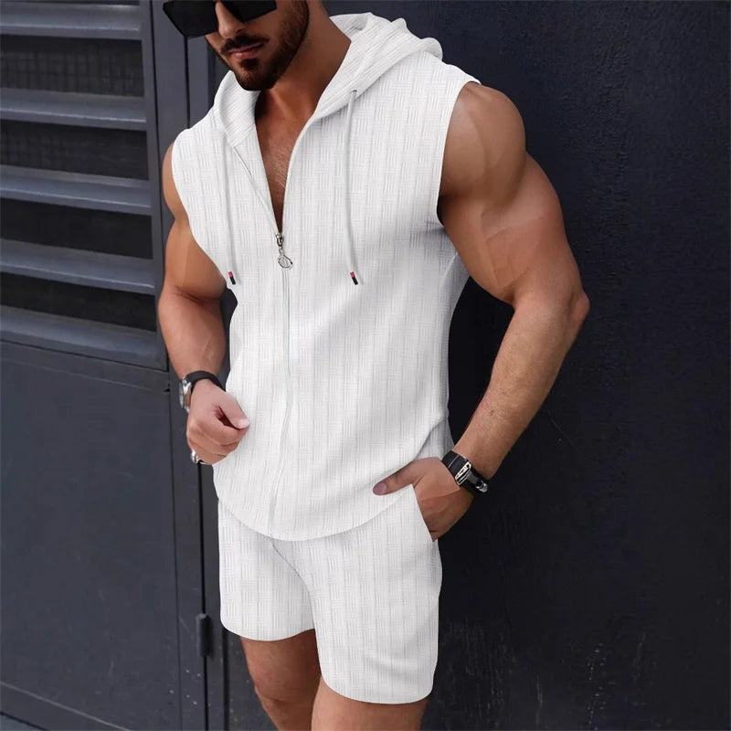 Zipper Vest & Shorts Slim Fit Sportswear