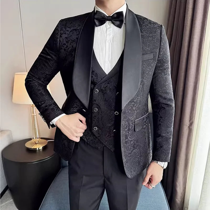 Premium Wedding Jacquard 3-Piece Suit