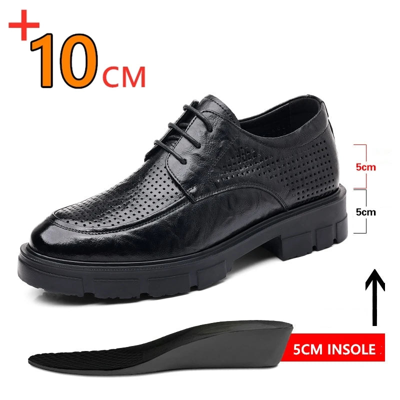 Men Elevator Shoes Height Increasing Genuine Leather Shoes
