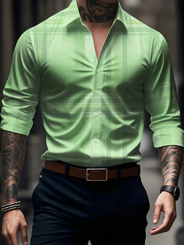 Men’s Long Sleeve Striped Dress Shirt