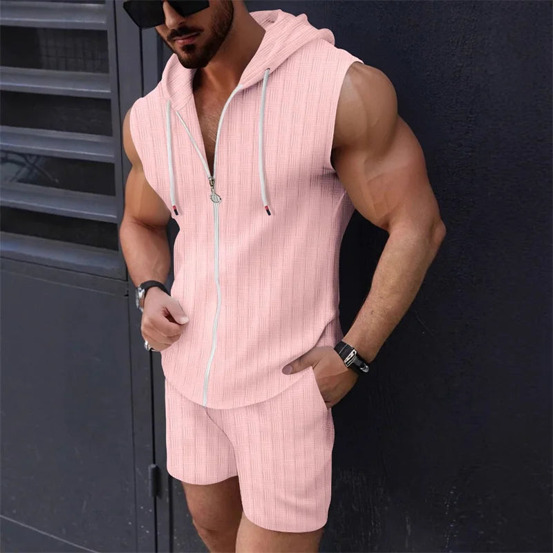 Zipper Vest & Shorts Slim Fit Sportswear