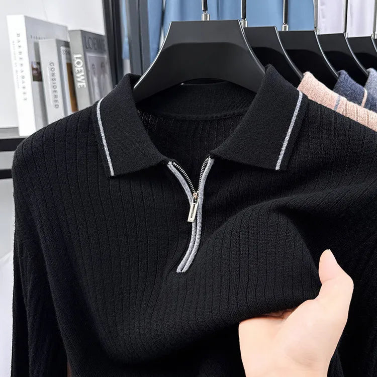 Ribbed Texture Business Casual Pullover