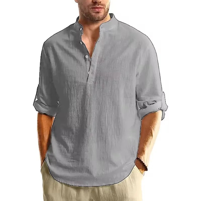 Men Long Sleeve Cotton Casual Shirt