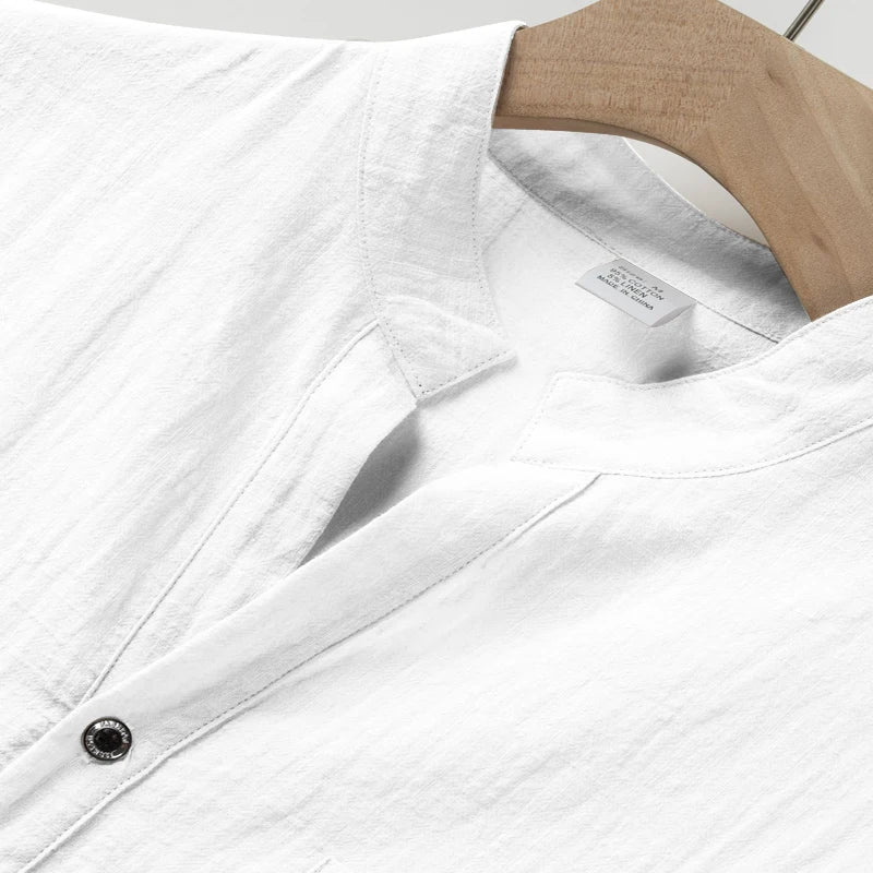 Men’s Cotton Linen Henley T-Shirt