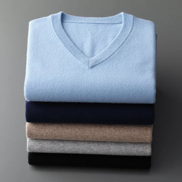 Men’s Cotton Blend V-Neck Knitted Sweater