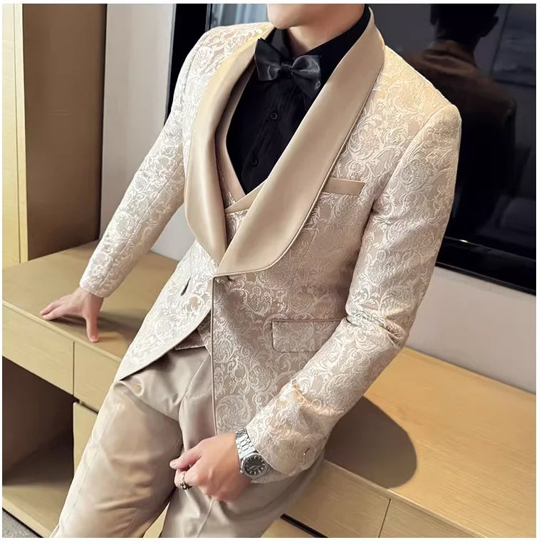 Premium Wedding Jacquard 3-Piece Suit