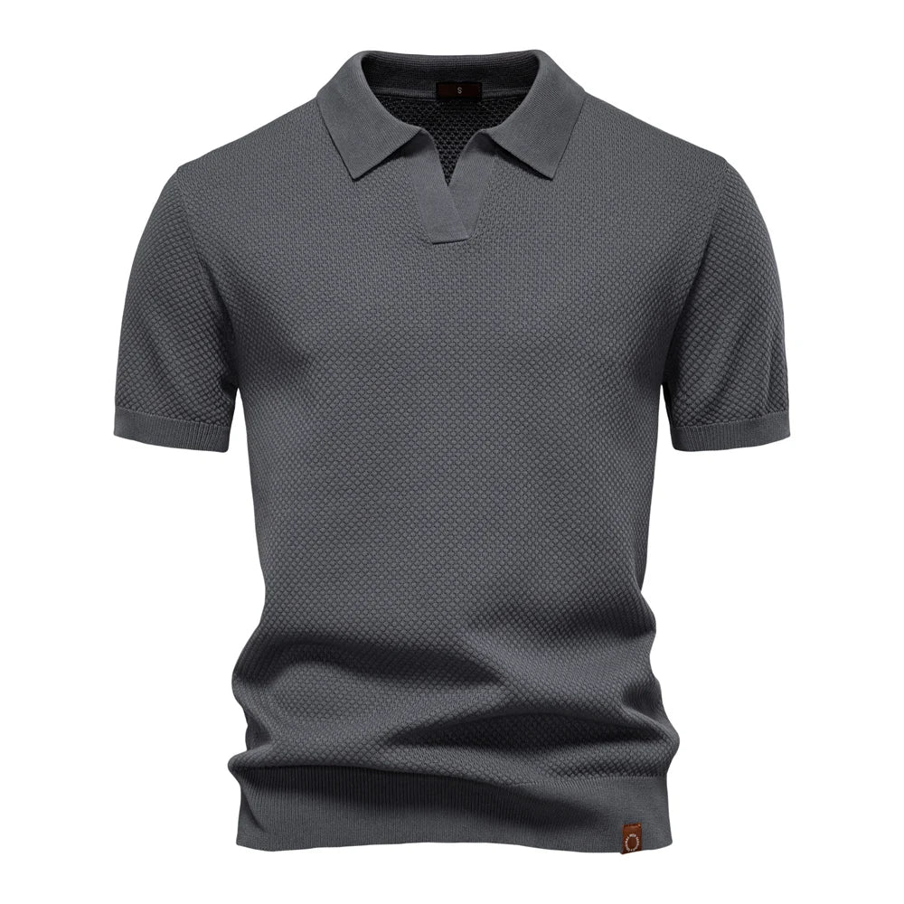 Breathable Solid Color Summer Casual Collared T-Shirt