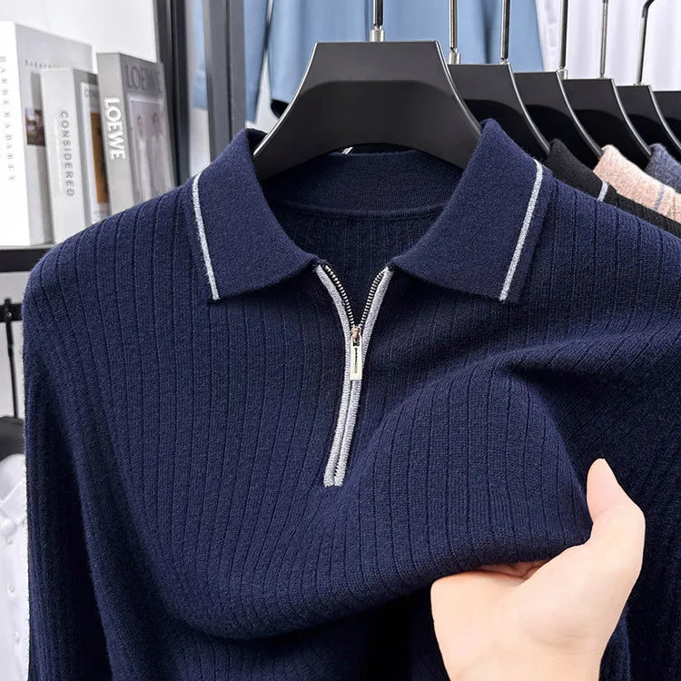 Ribbed Texture Business Casual Pullover
