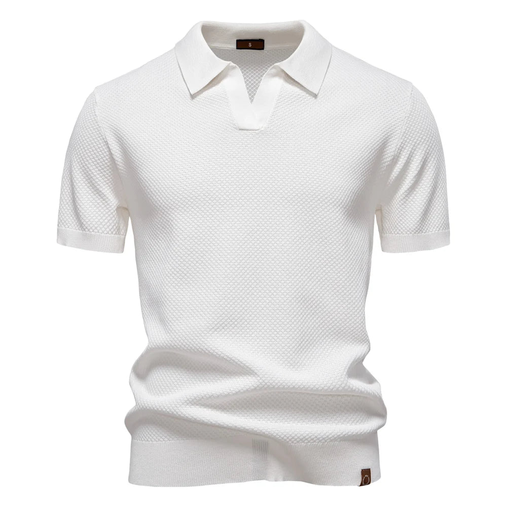 Breathable Solid Color Summer Casual Collared T-Shirt