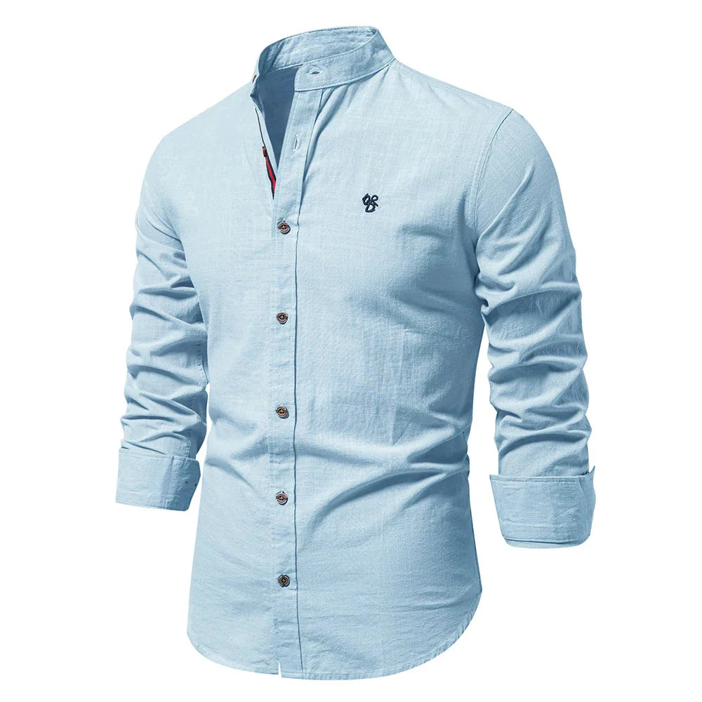 Men Spring Cotton Long Sleeve Shirt