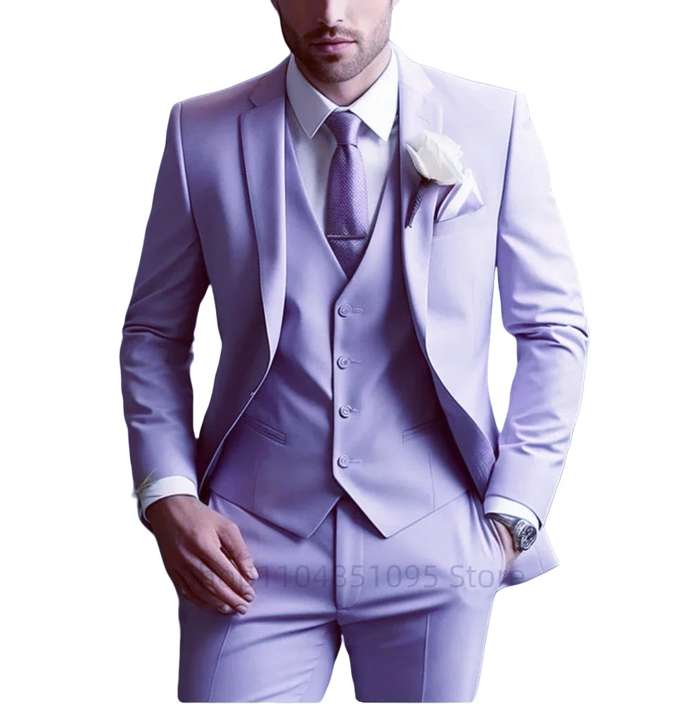 legant Gray Men’s 3-Piece Slim Fit Suit