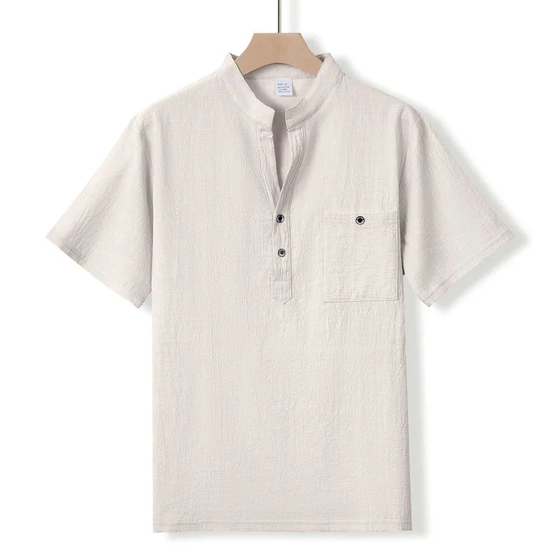 Men’s Cotton Linen Henley T-Shirt