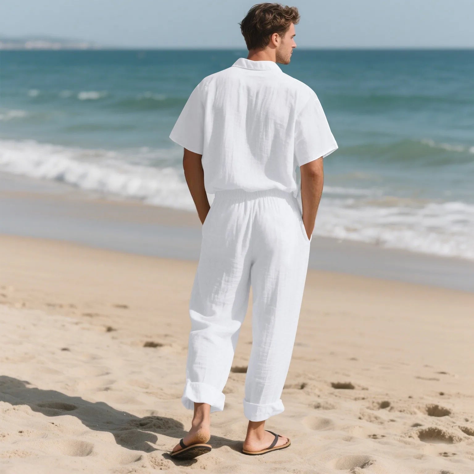 Men’s Summer Beach Linen 2-Piece Set