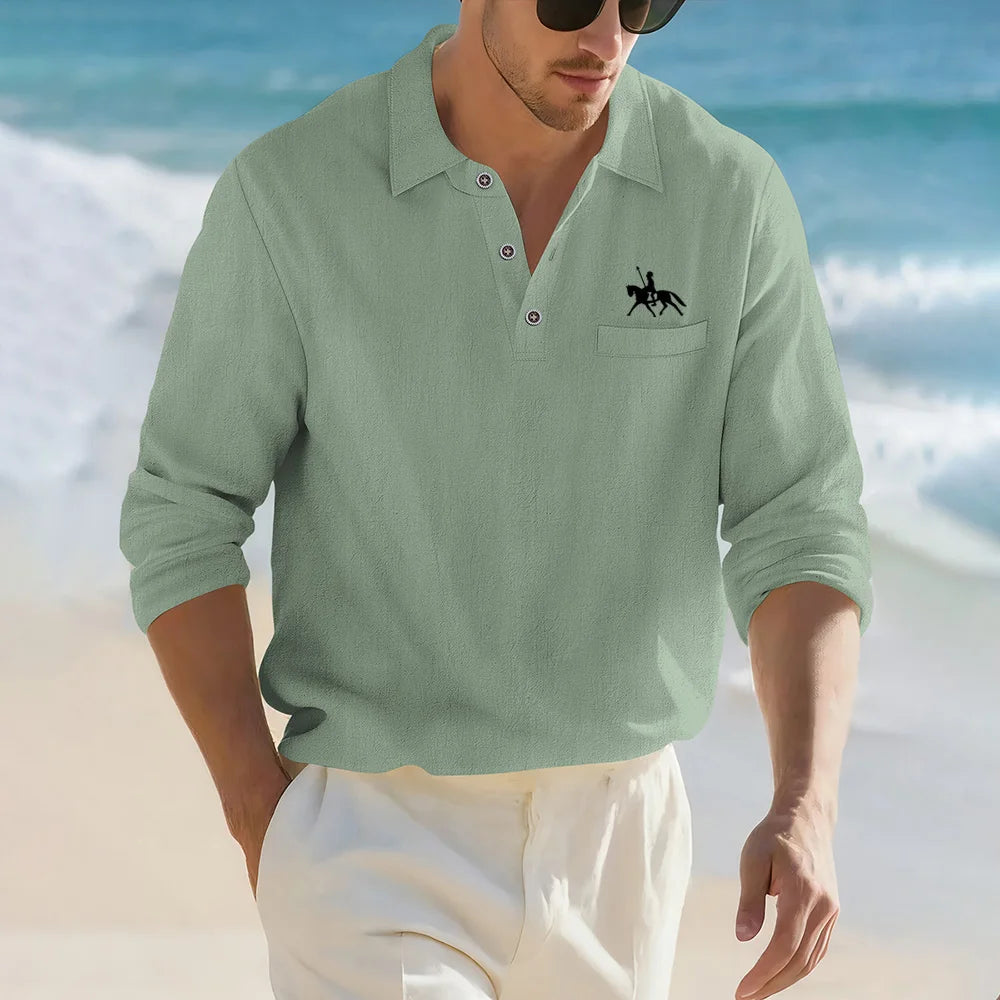 Men’s Casual Linen Cotton Lapel Shirt