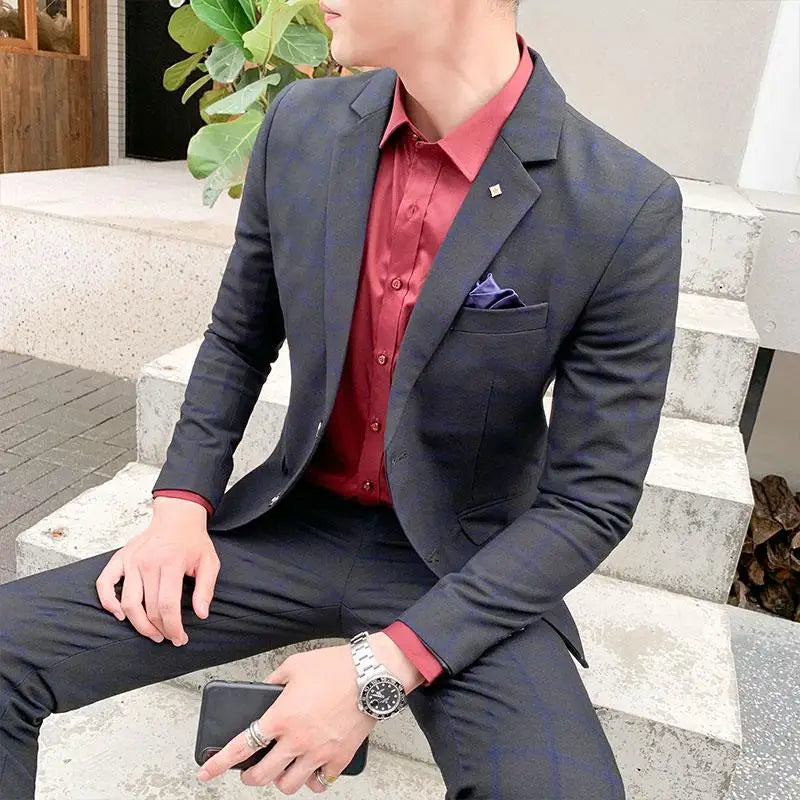 Men Slim Fit Business Suit 2 Piece Boutique Formal Suit