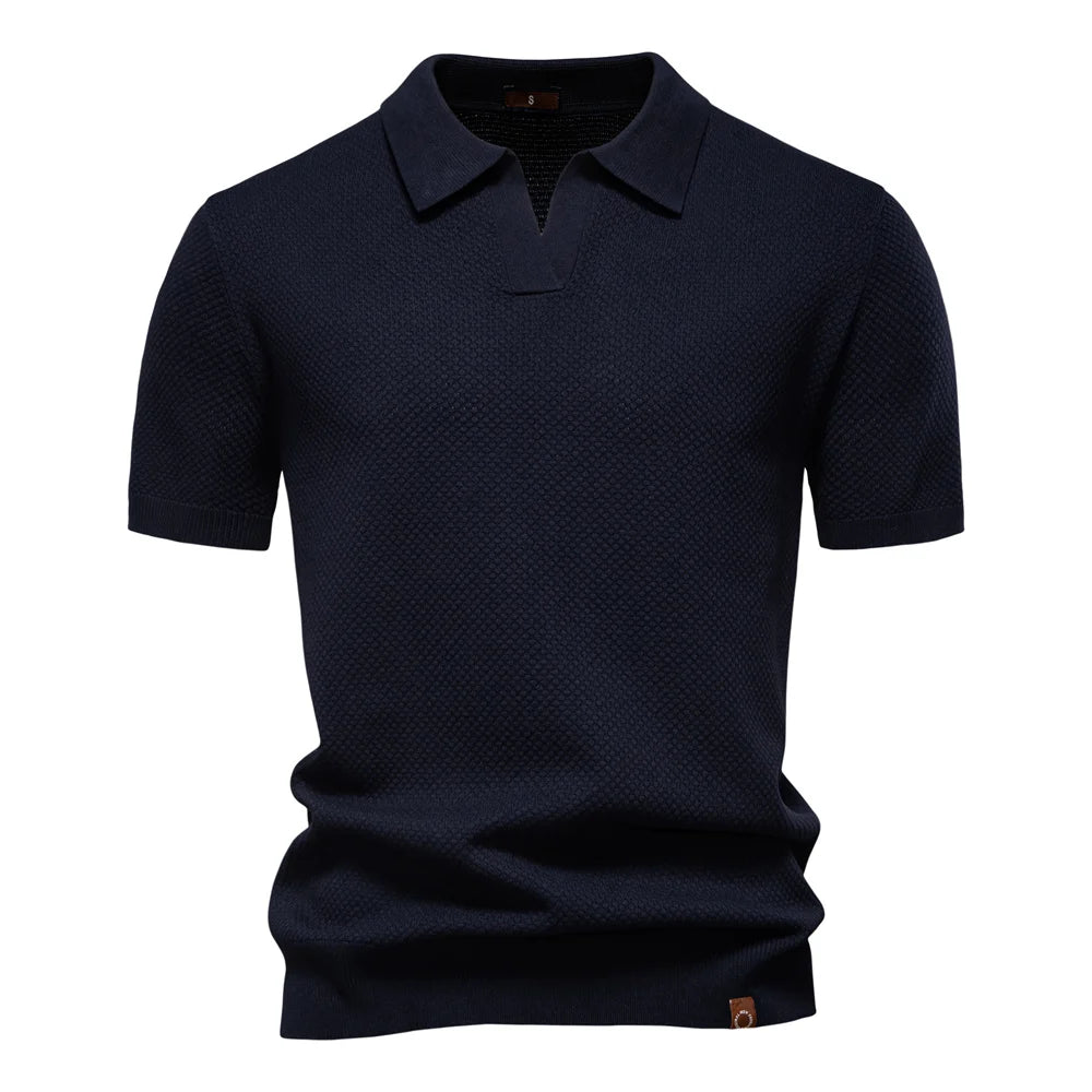 Breathable Solid Color Summer Casual Collared T-Shirt