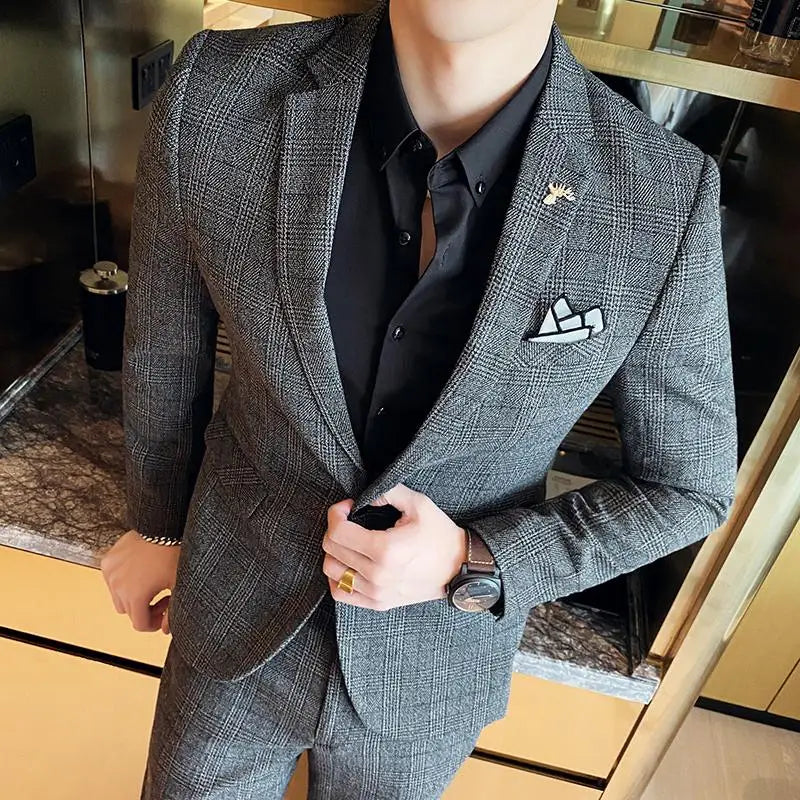 Men Slim Fit Business Suit 2 Piece Boutique Formal Suit