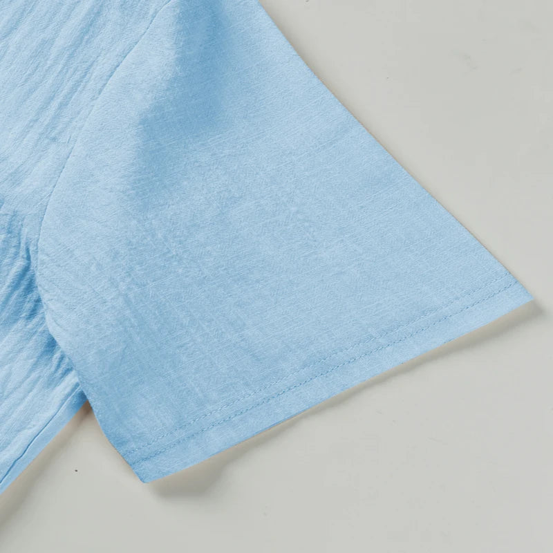 Men’s Cotton Linen Henley T-Shirt
