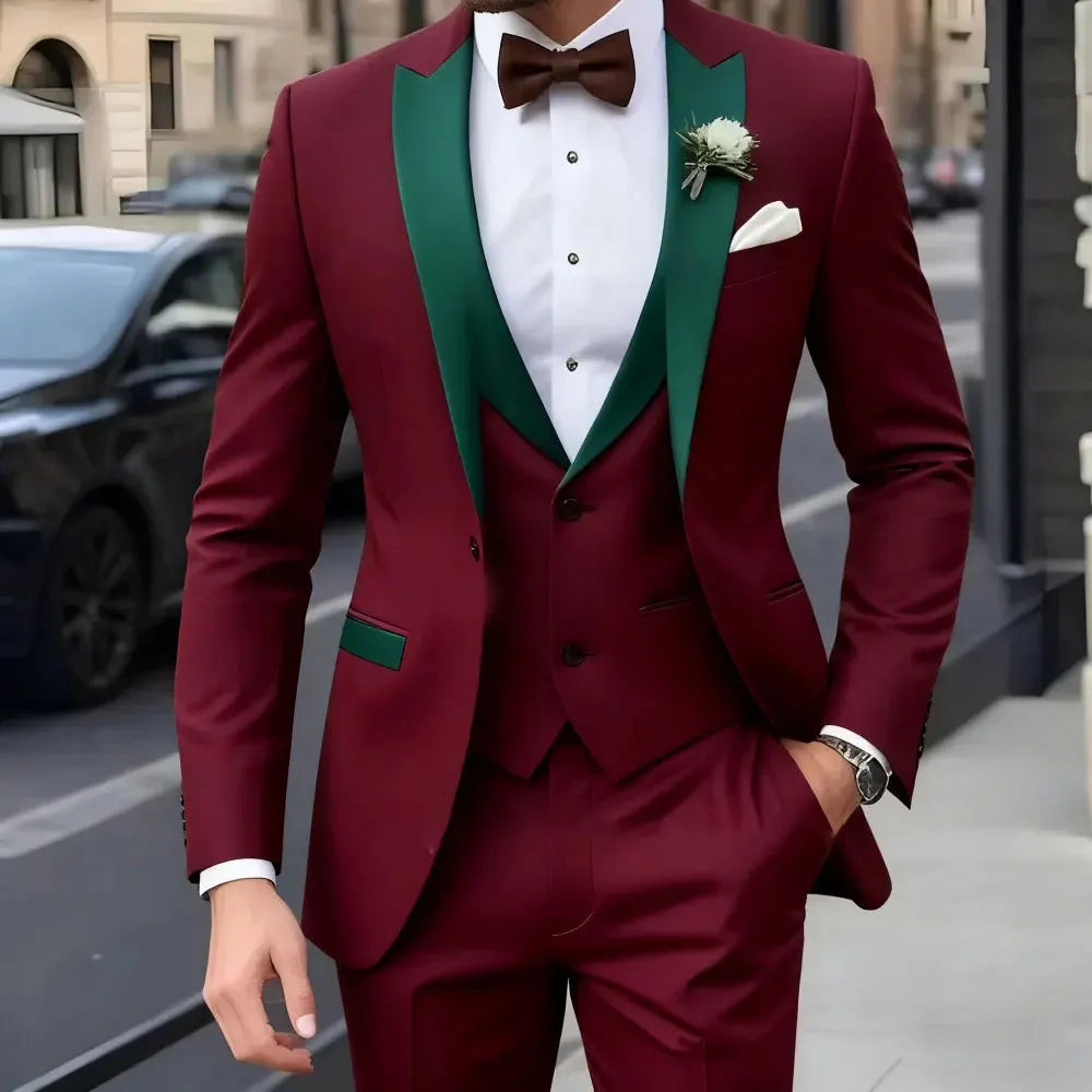 Men’s Jacquard 3-Piece Wedding Suit