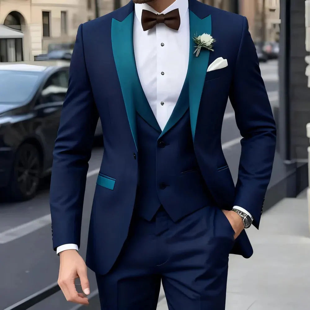 Men’s Jacquard 3-Piece Wedding Suit