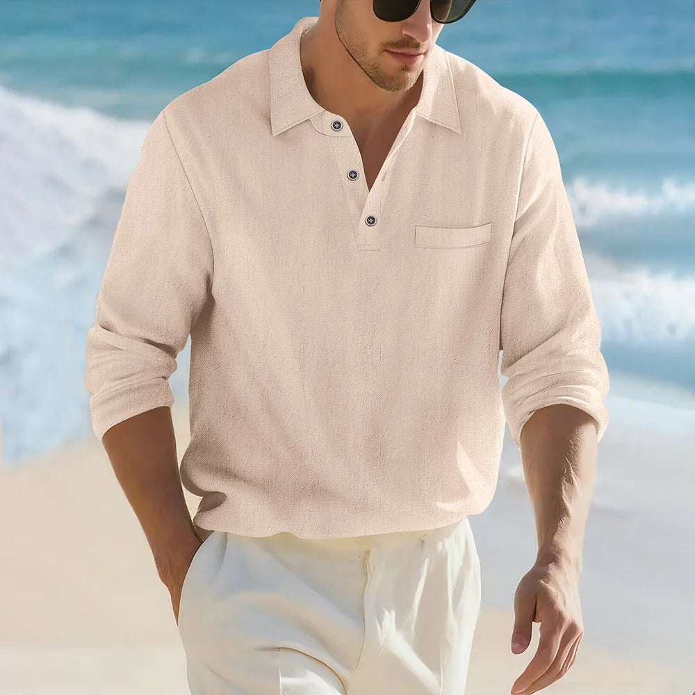 Men’s Casual Linen Cotton Lapel Shirt