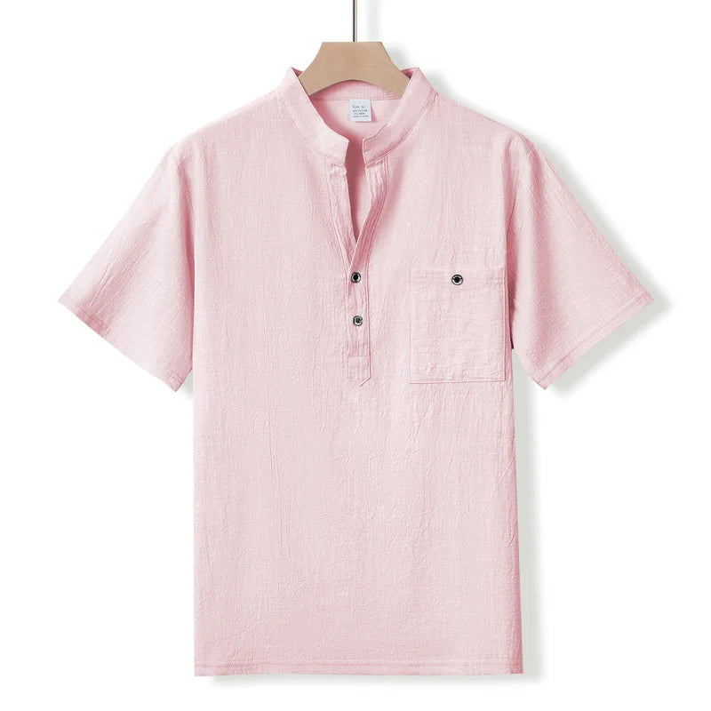 Men’s Cotton Linen Henley T-Shirt