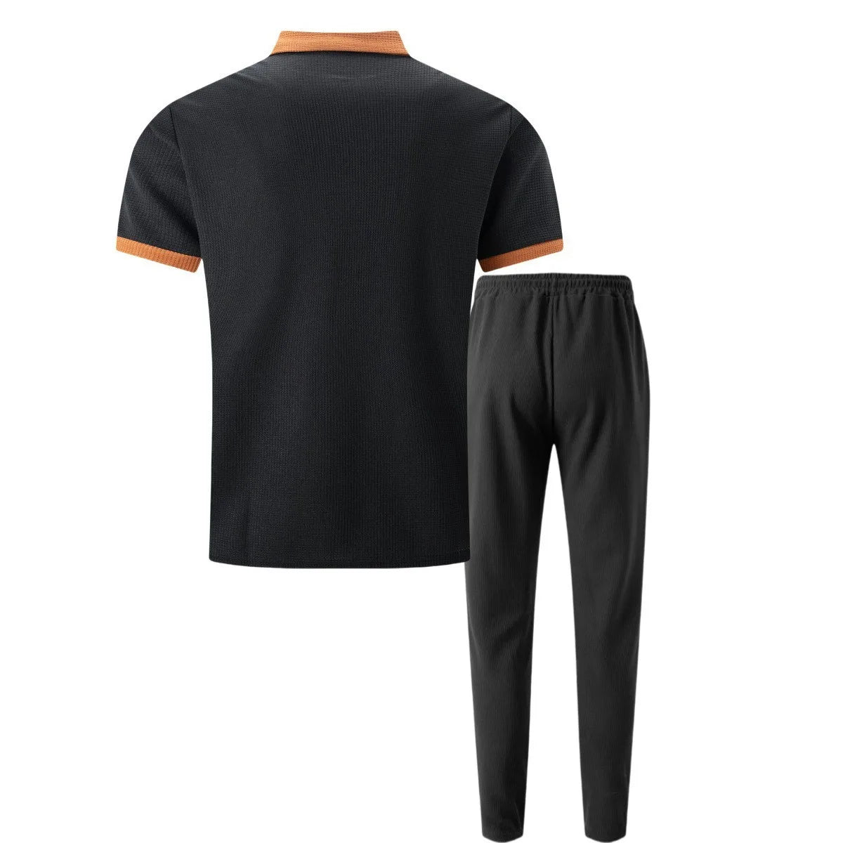 Men’s Summer Waffle Collar 2-Piece Set