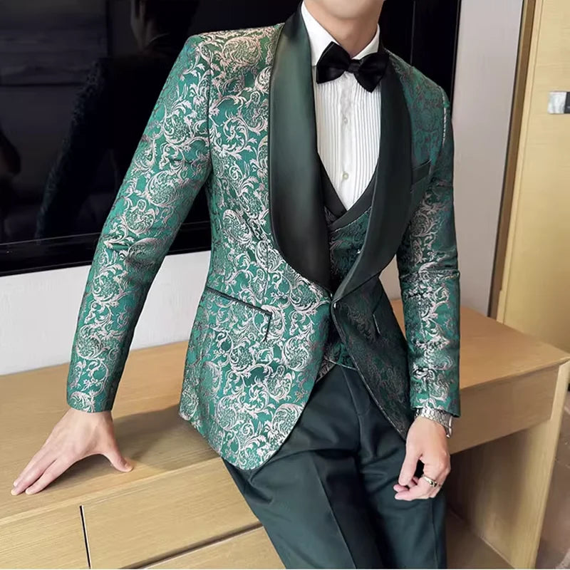 Premium Wedding Jacquard 3-Piece Suit