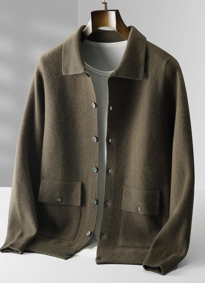 Men’s Collar Wool Cardigan Jacket