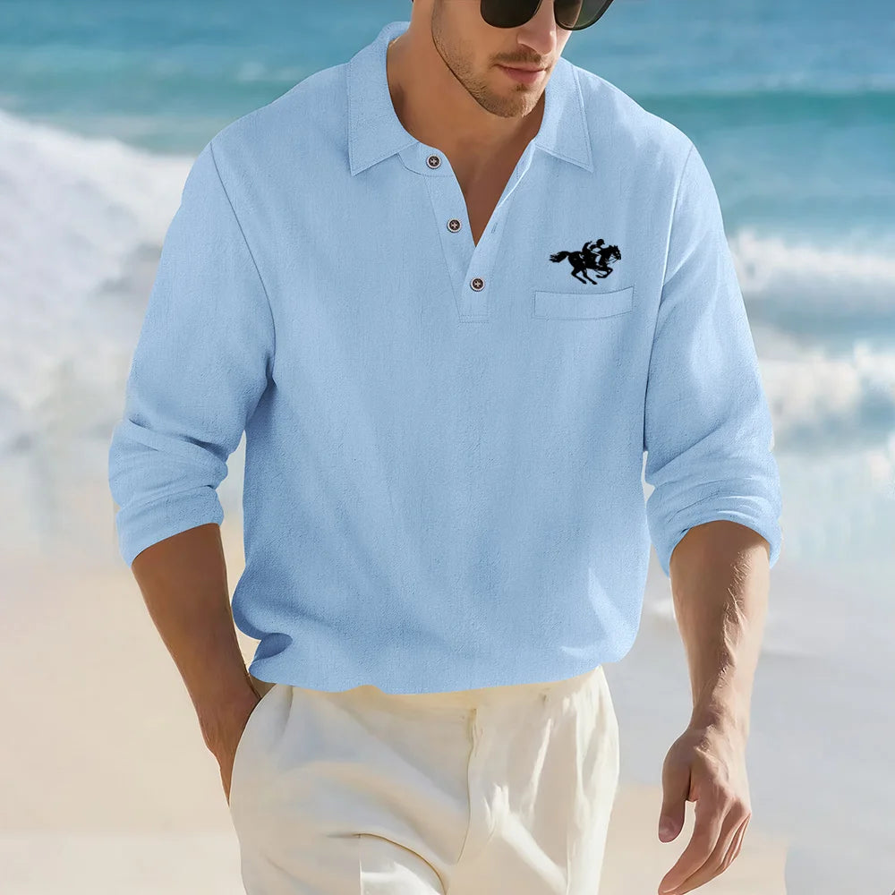 Men’s Casual Linen Cotton Lapel Shirt
