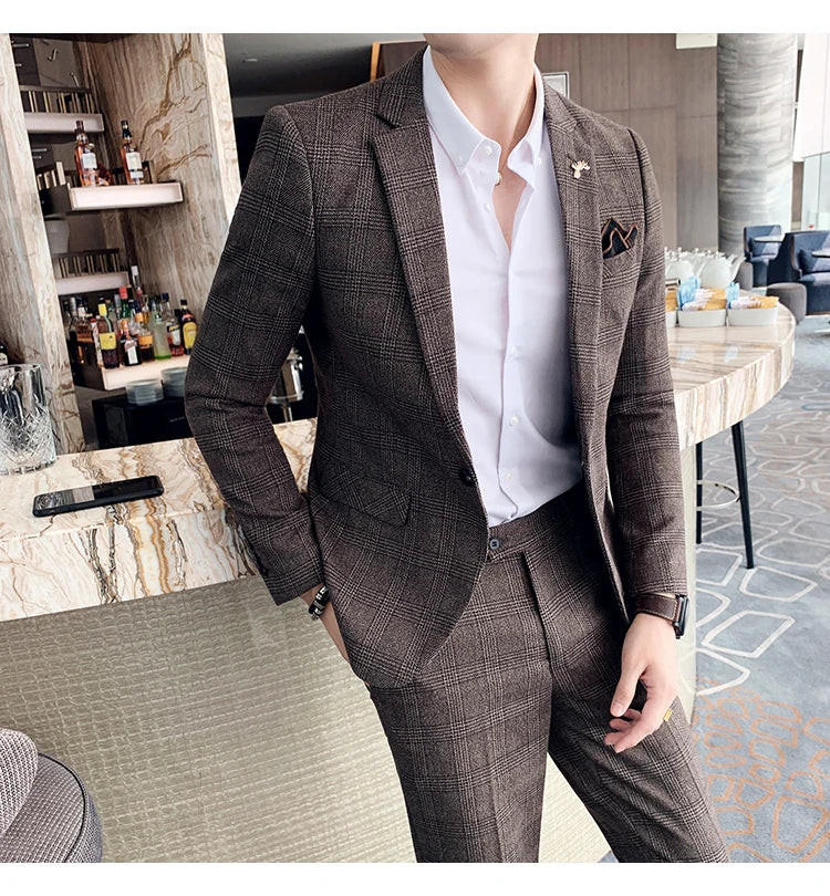 Men Slim Fit Business Suit 2 Piece Boutique Formal Suit