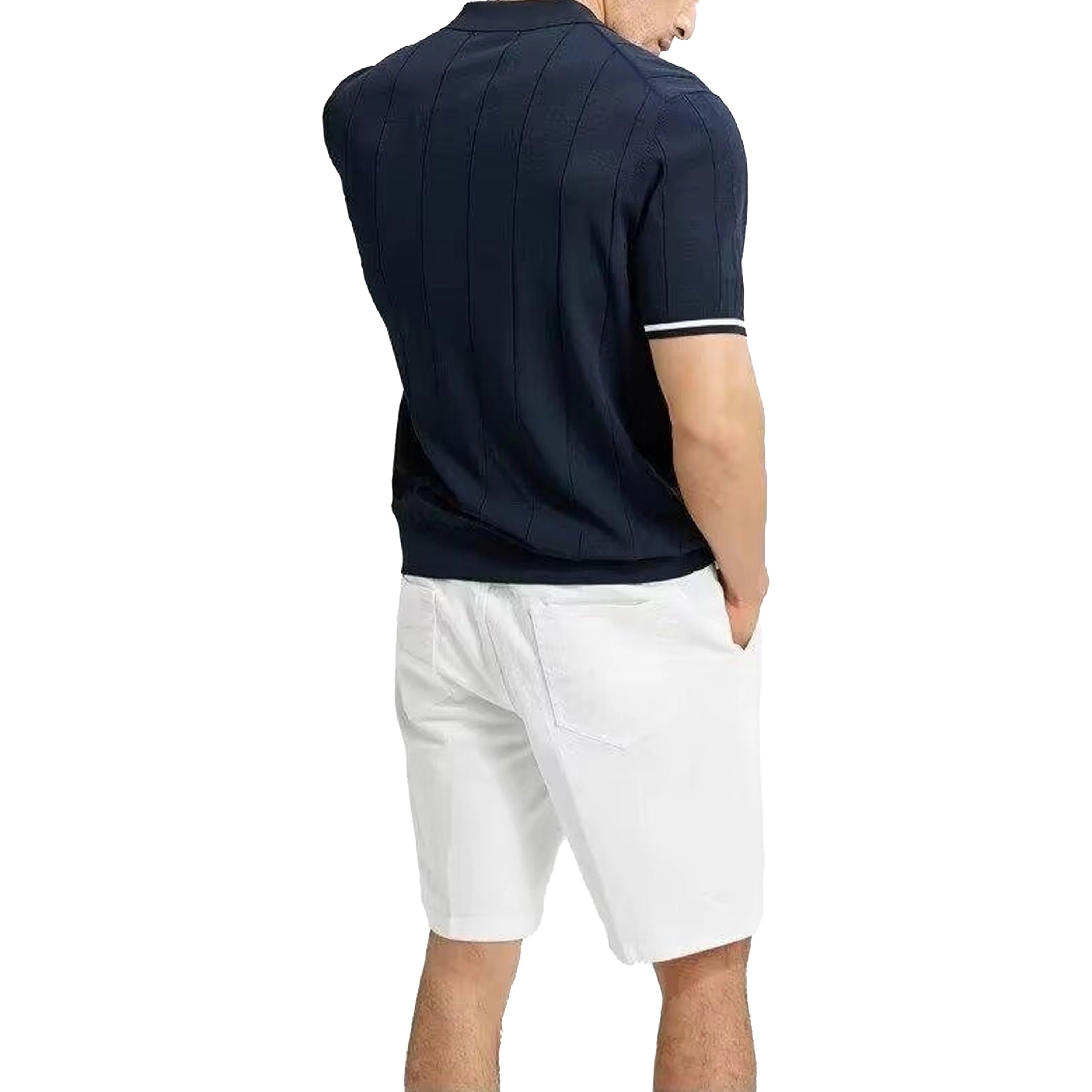 Men Summer Ribbed Knit Shirt