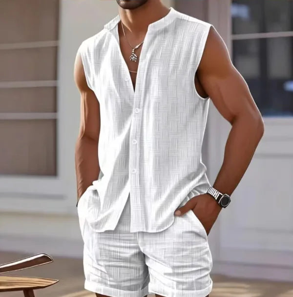 Men’s Summer Cotton-Linen 2-Piece Set