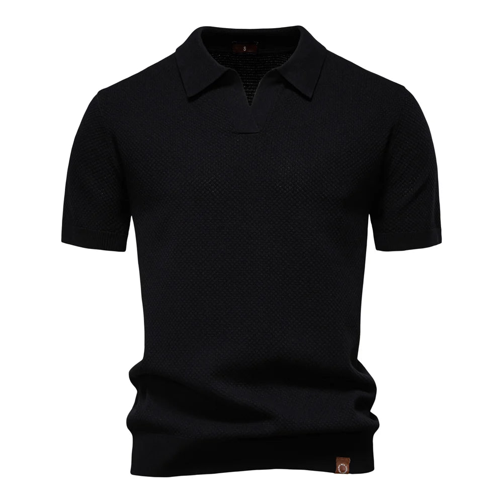 Breathable Solid Color Summer Casual Collared T-Shirt