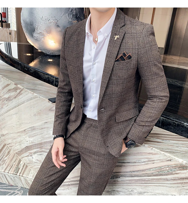 Men Slim Fit Business Suit 2 Piece Boutique Formal Suit