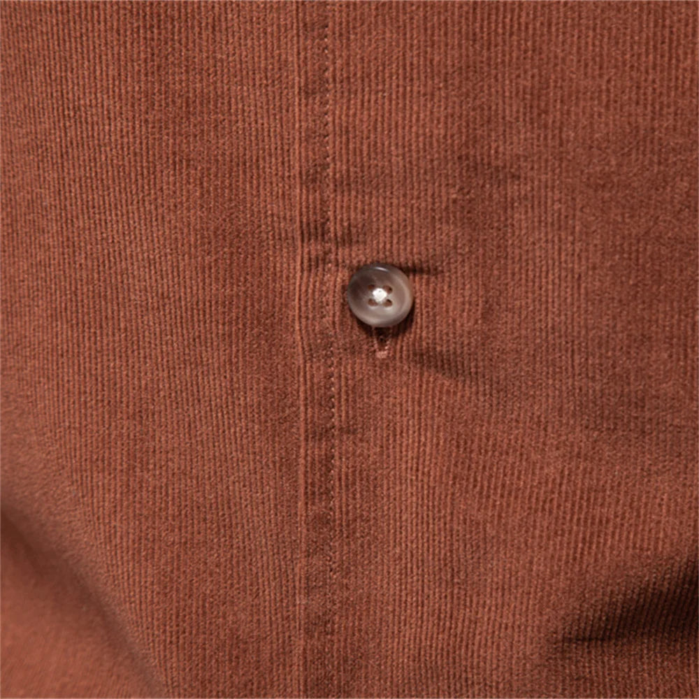 Men Corduroy Shirt 100% Cotton Heavyweight Long Sleeve Shirt