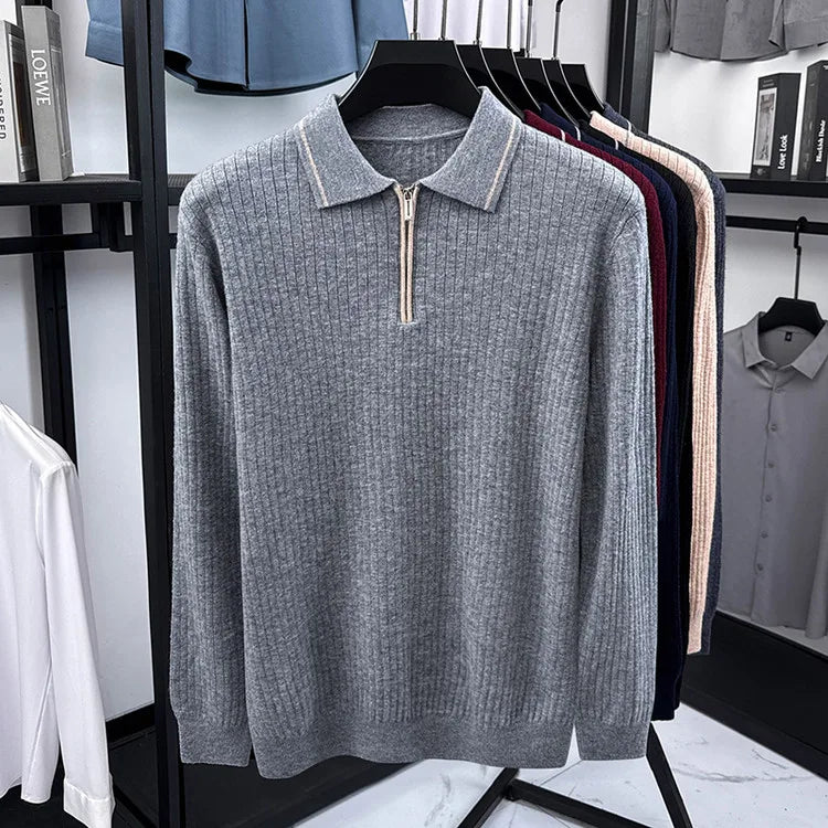 Ribbed Texture Business Casual Pullover