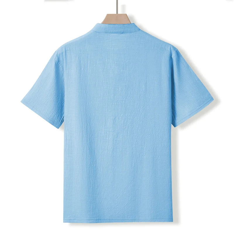 Men’s Cotton Linen Henley T-Shirt