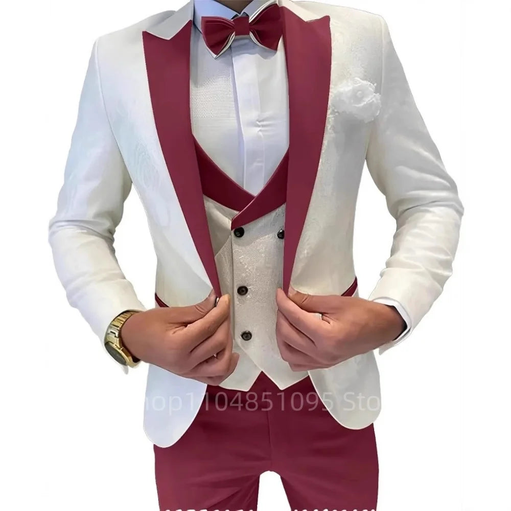 Regular Fit Double Breasted Blazer, Vest & Pants