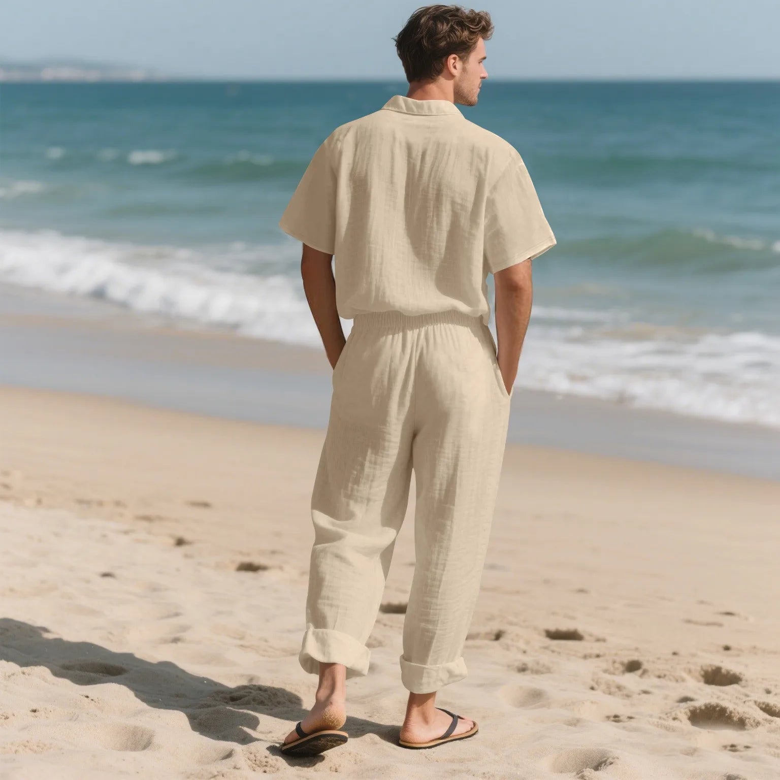 Men’s Summer Beach Linen 2-Piece Set