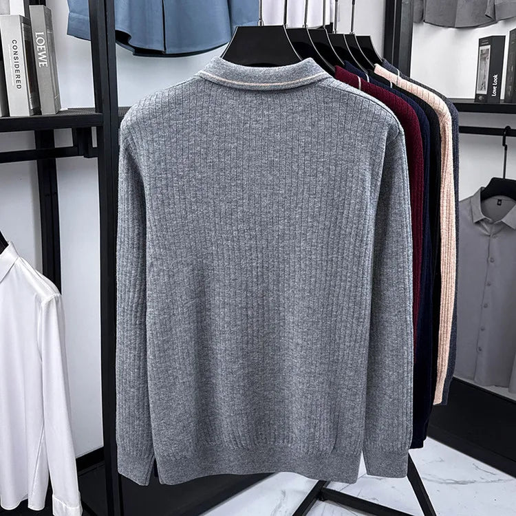 Ribbed Texture Business Casual Pullover
