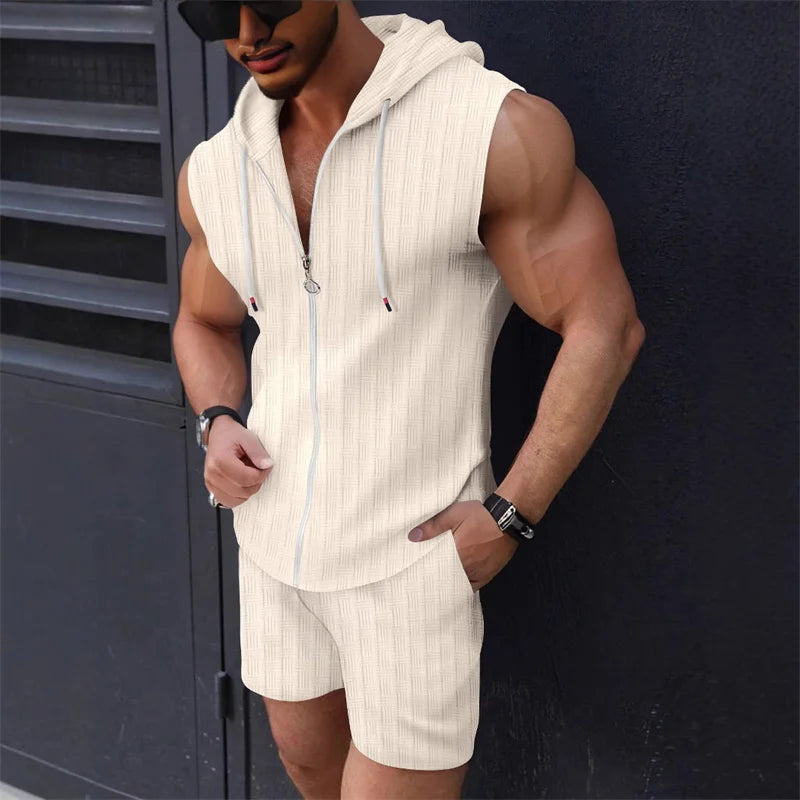 Zipper Vest & Shorts Slim Fit Sportswear